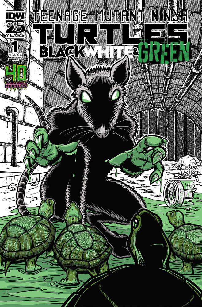 Teenage Mutant Ninja Turtles Black White & Green #1 Cover D 40th Anniv