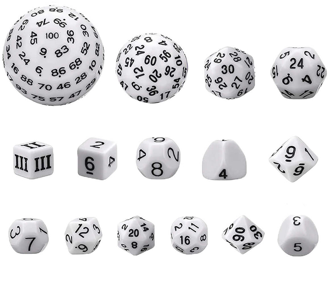 Complete Dice Set D3-D100 White