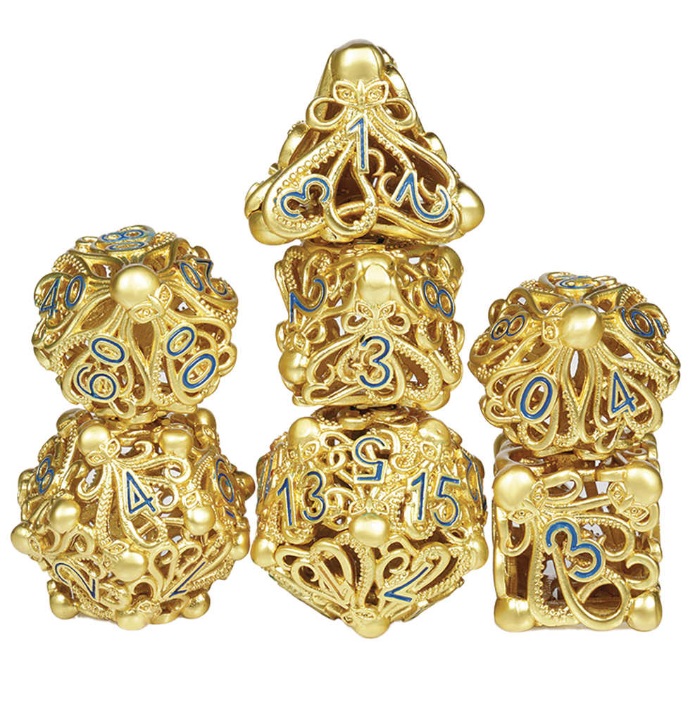 Hollow Dice Kraken Gold & Blue 7pc Set