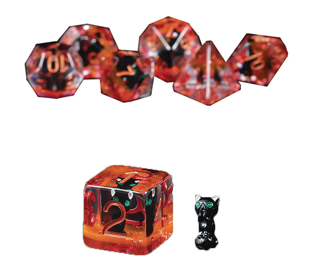 Resin Dice Black Cat 7pc Set