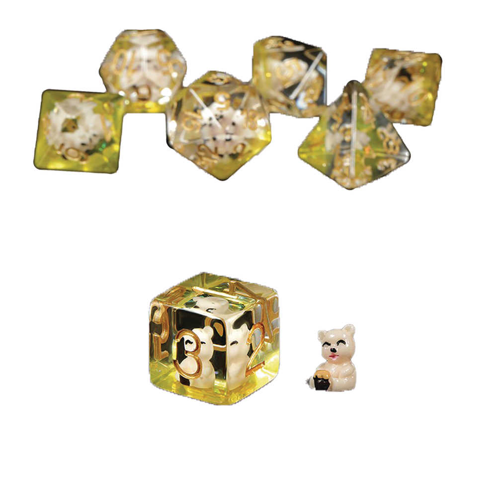 Resin Dice Honey Bear 7pc Dice Set