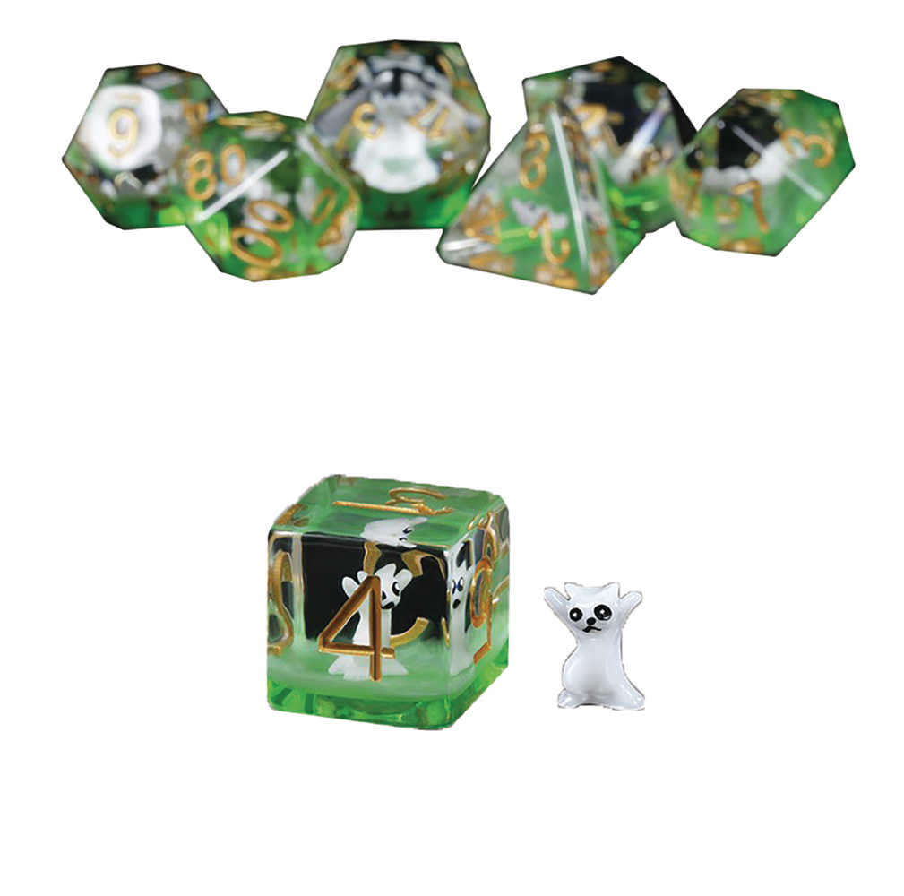Resin Dice Rave Kitty 7pc Dice Set