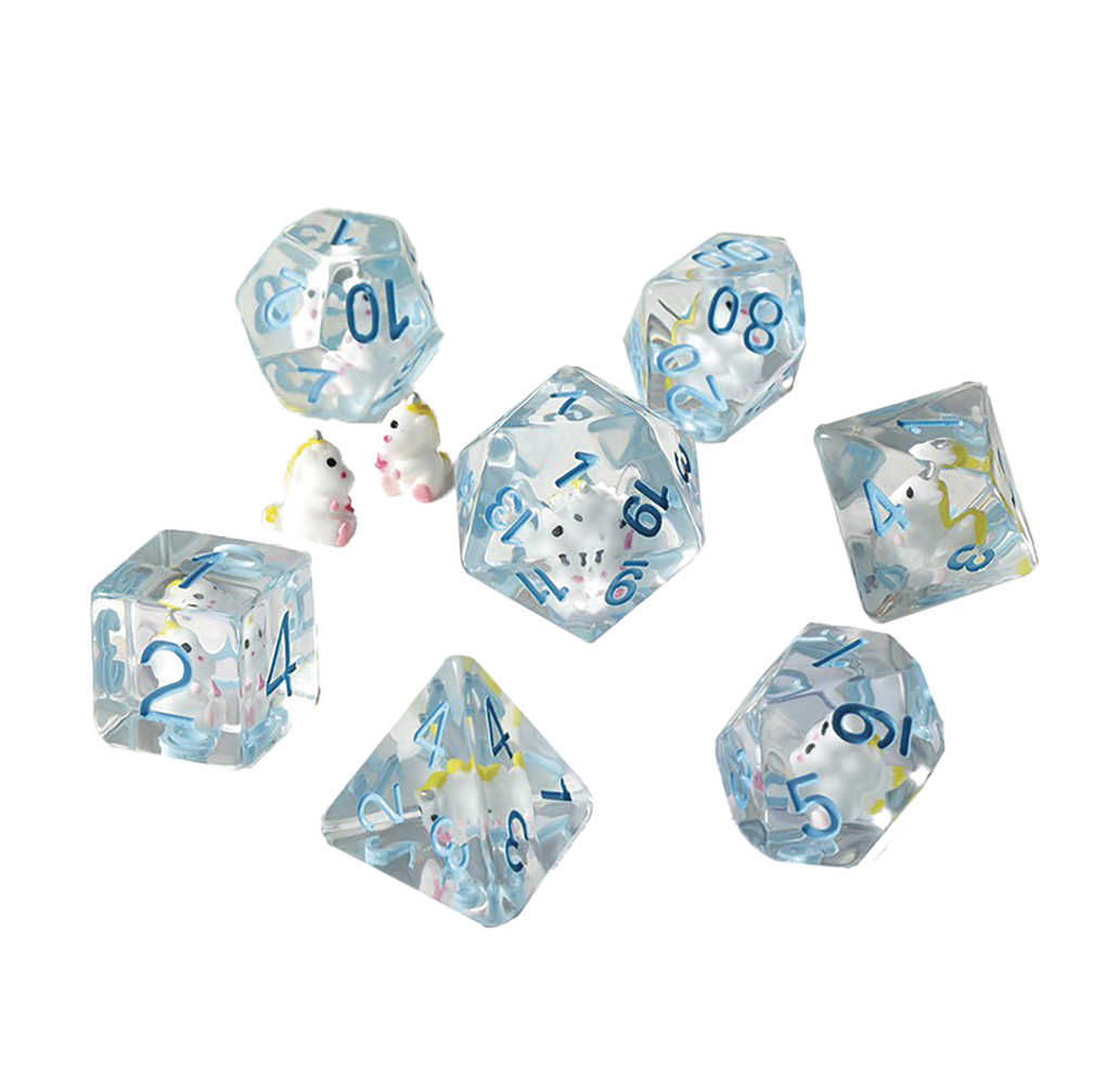 Resin Dice Unicorn 7pc Dice Set