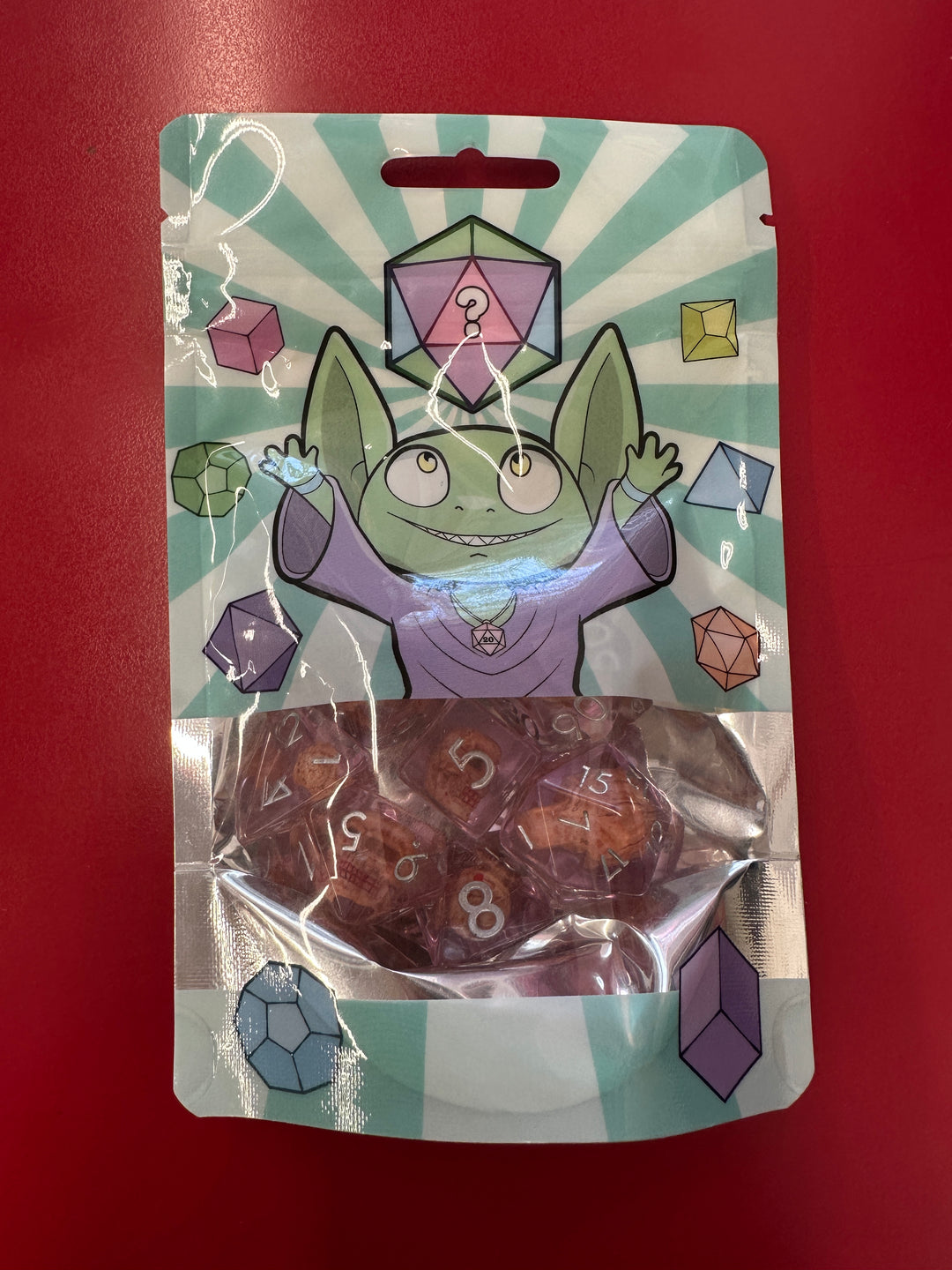 Tranparent Pink Skull Dice Set