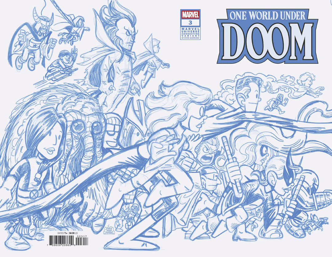 One World Under Doom #3 50 Copy Chris Giarrusso Marvel Universe Connecting Blue Line Sketch Wrap Variant H