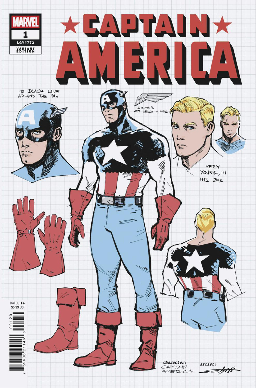 Captain America #1 10 Copy Valerio Schiti Design Variant
