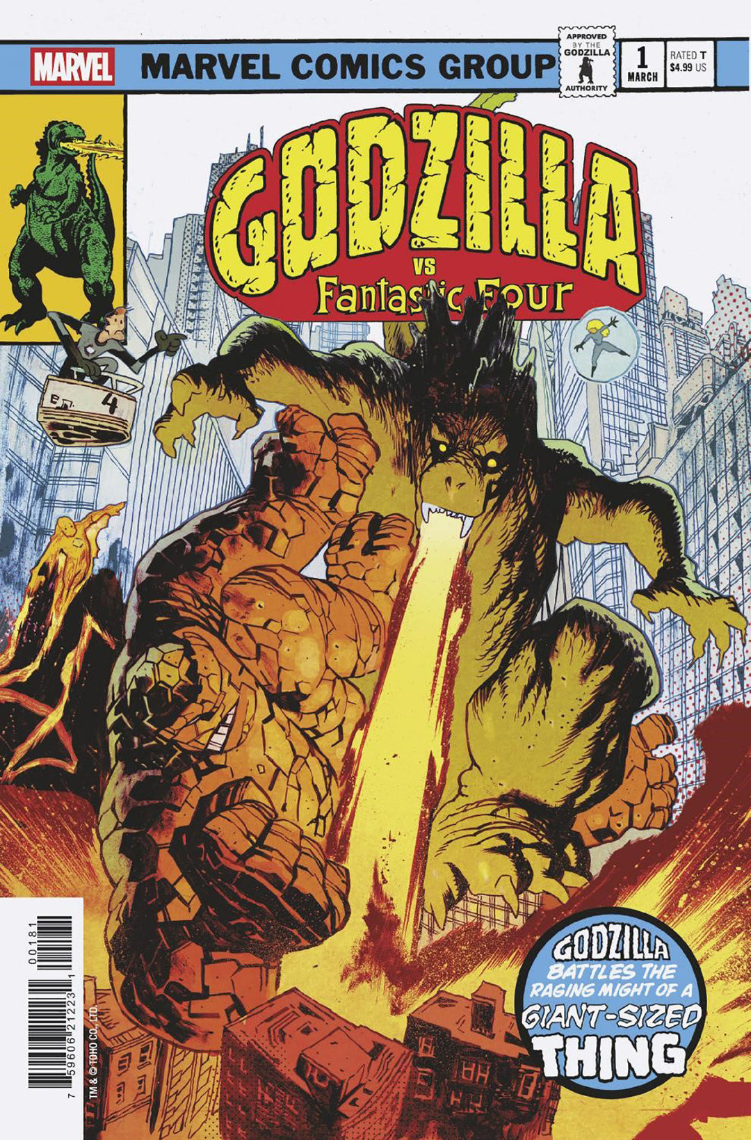 Godzilla vs Fantastic Four #1 James Harren Godzilla King Of The Monsters Homage Variant