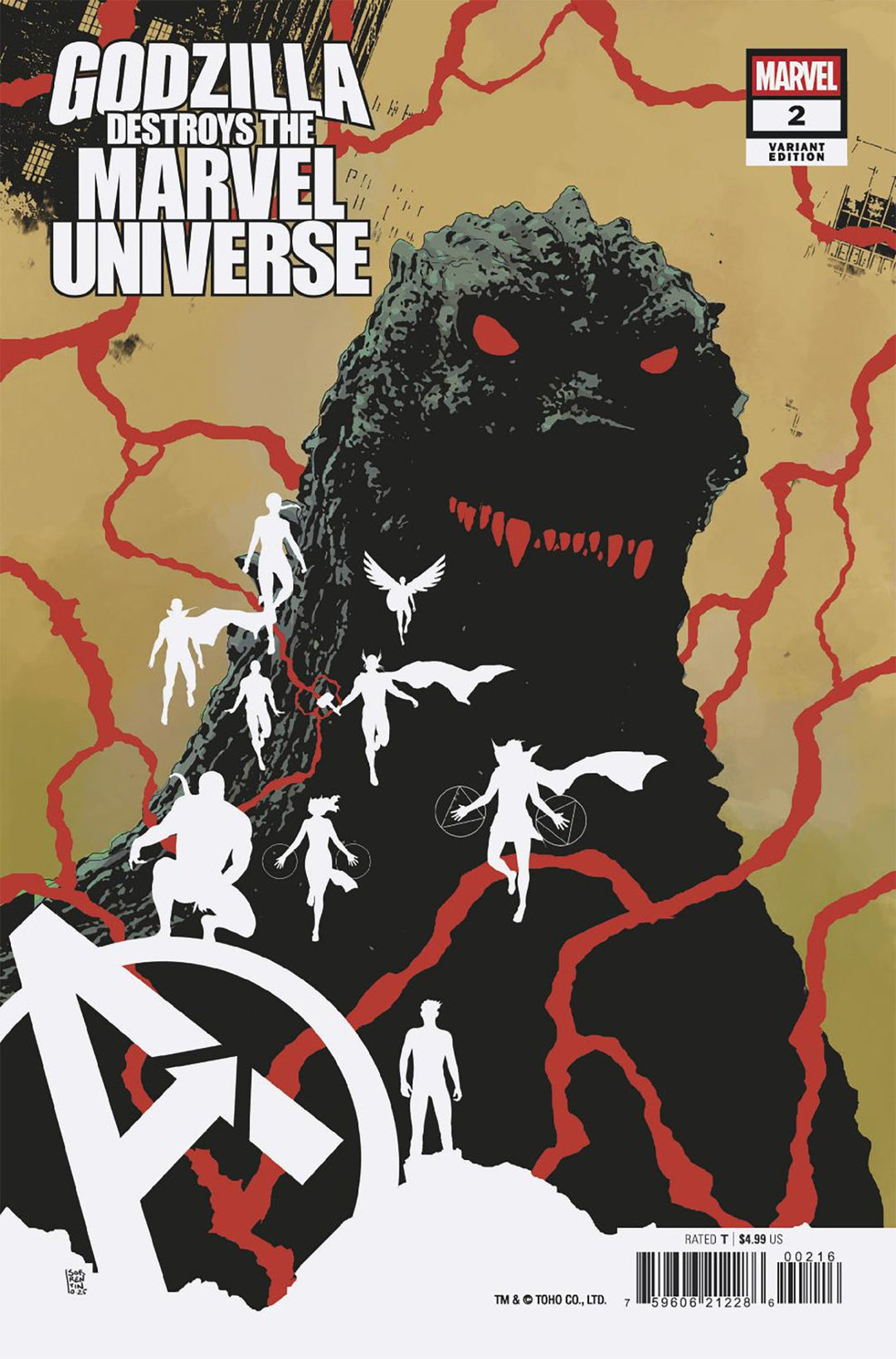Godzilla Destroys The Marvel Universe #2 25 Copy Andrea Sorrentino Variant
