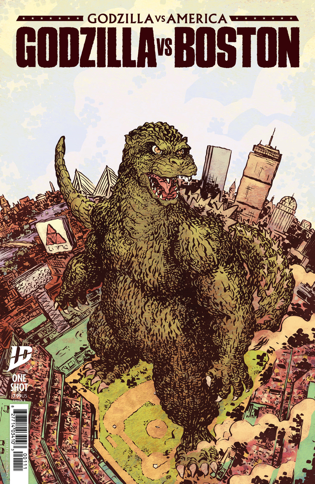 Godzilla vs America Boston Cover B Lonergan