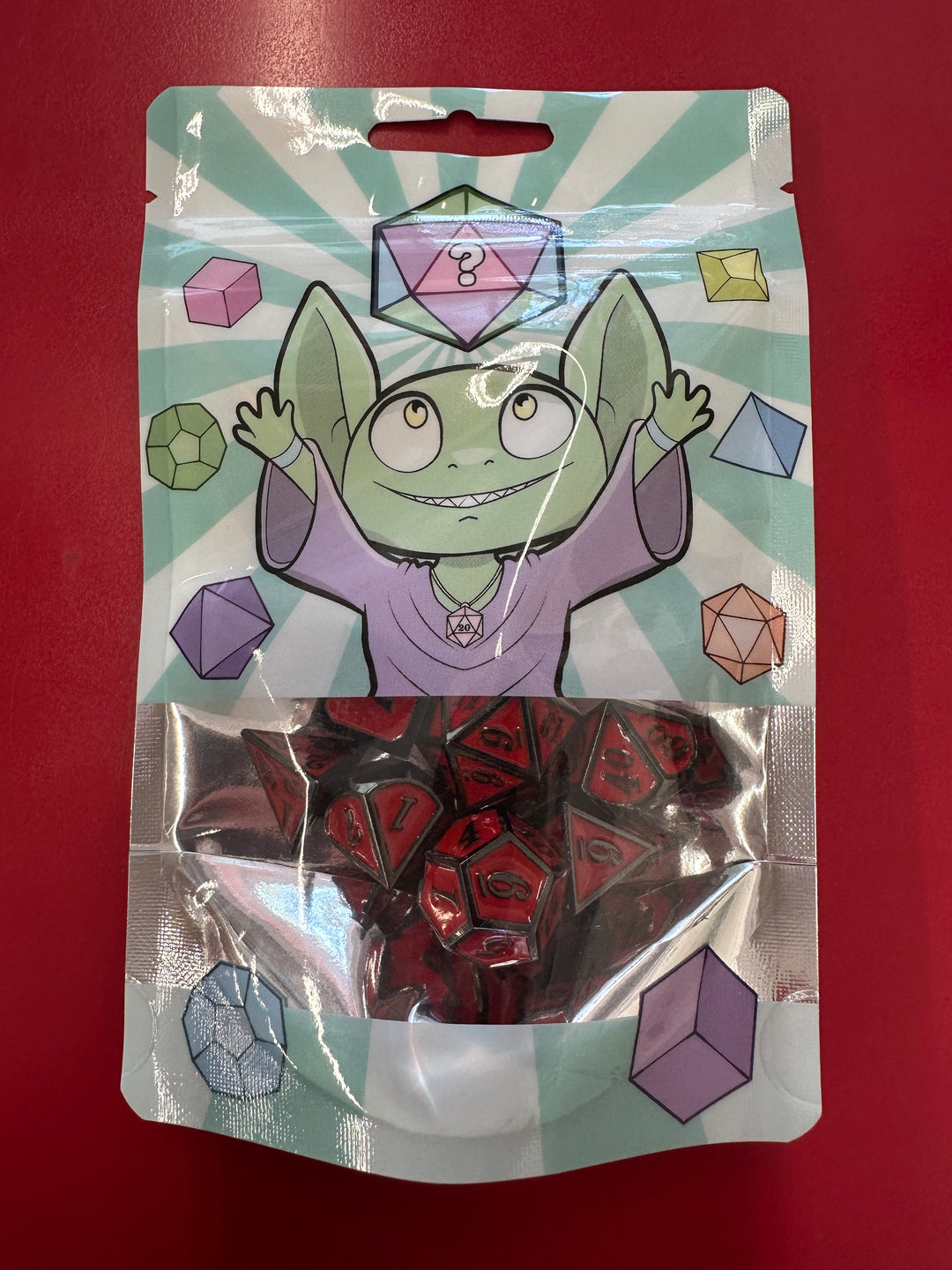 Red and Black Metal Dice Set