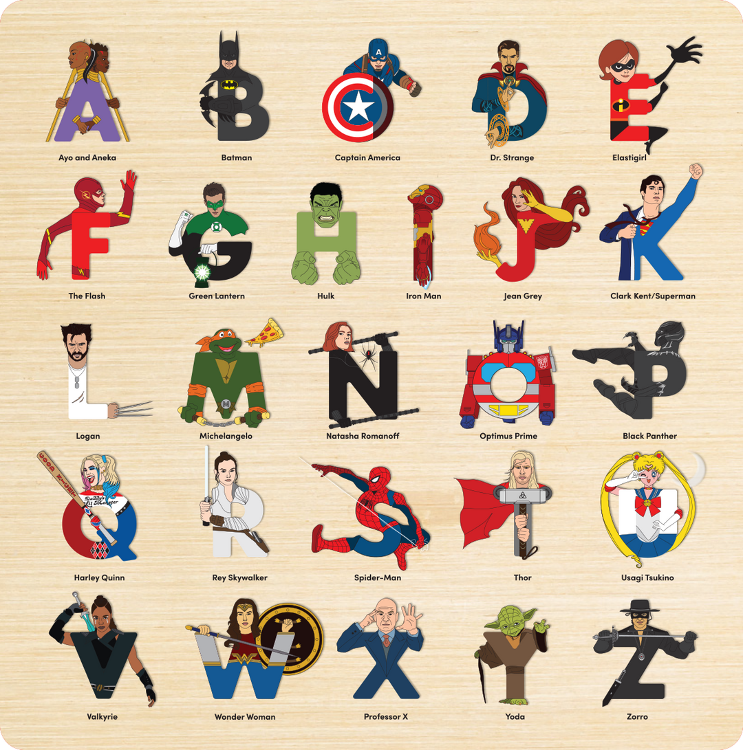 Superhero Legends Wooden Alphabet Puzzle