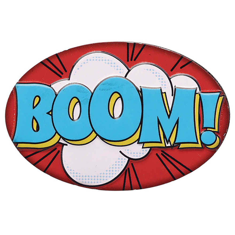 Boom Embossed Metal Magnet