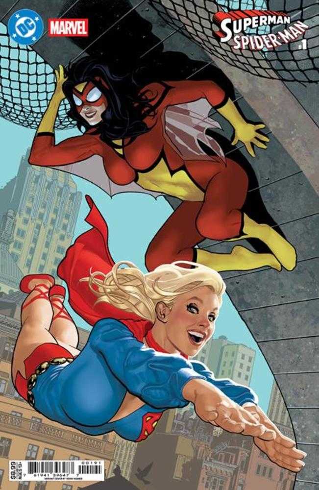 DC/Marvel Superman/Spider-Man #1 (One Shot) Cover I Adam Hughes Supergirl 70 S & Spider Woman 70 S Card Stock Variant