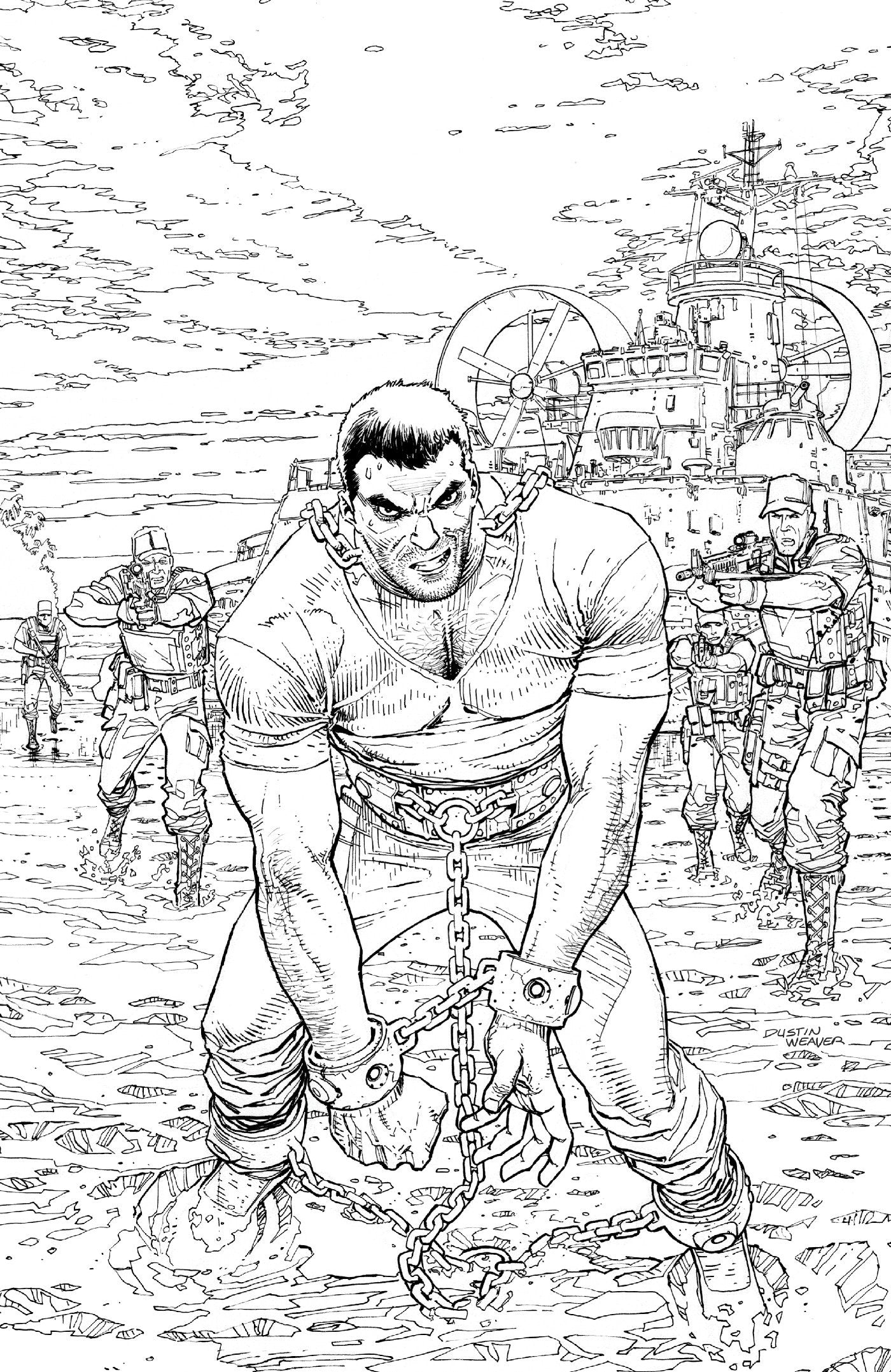 Fort Psycho #1 Cover H 1 in 20 Dustin Weaver Black & White Variant