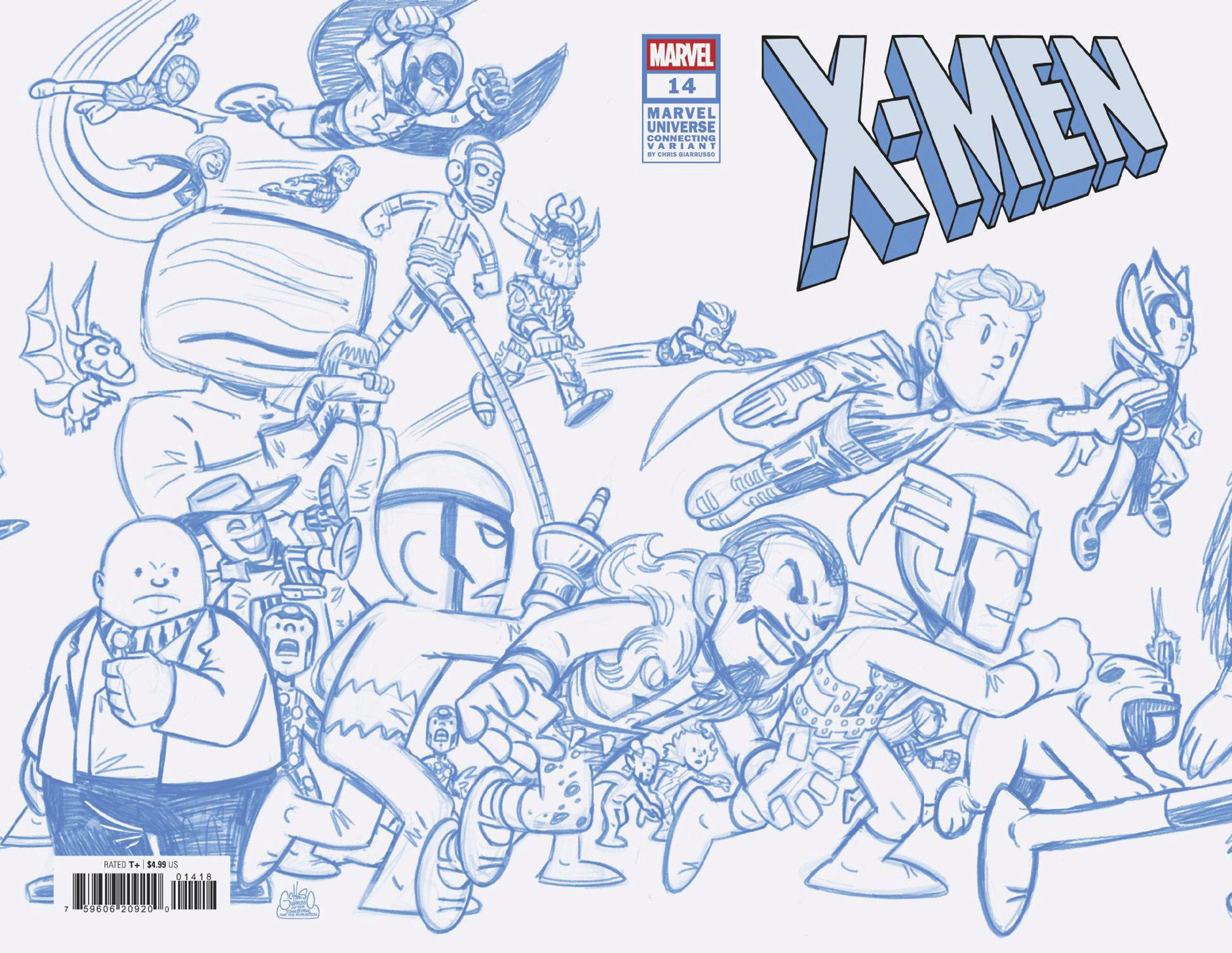 X-Men #14 50 Copy Chris Giarrusso Marvel Universe Connecting Blue Line Sketch Wrap Variant G
