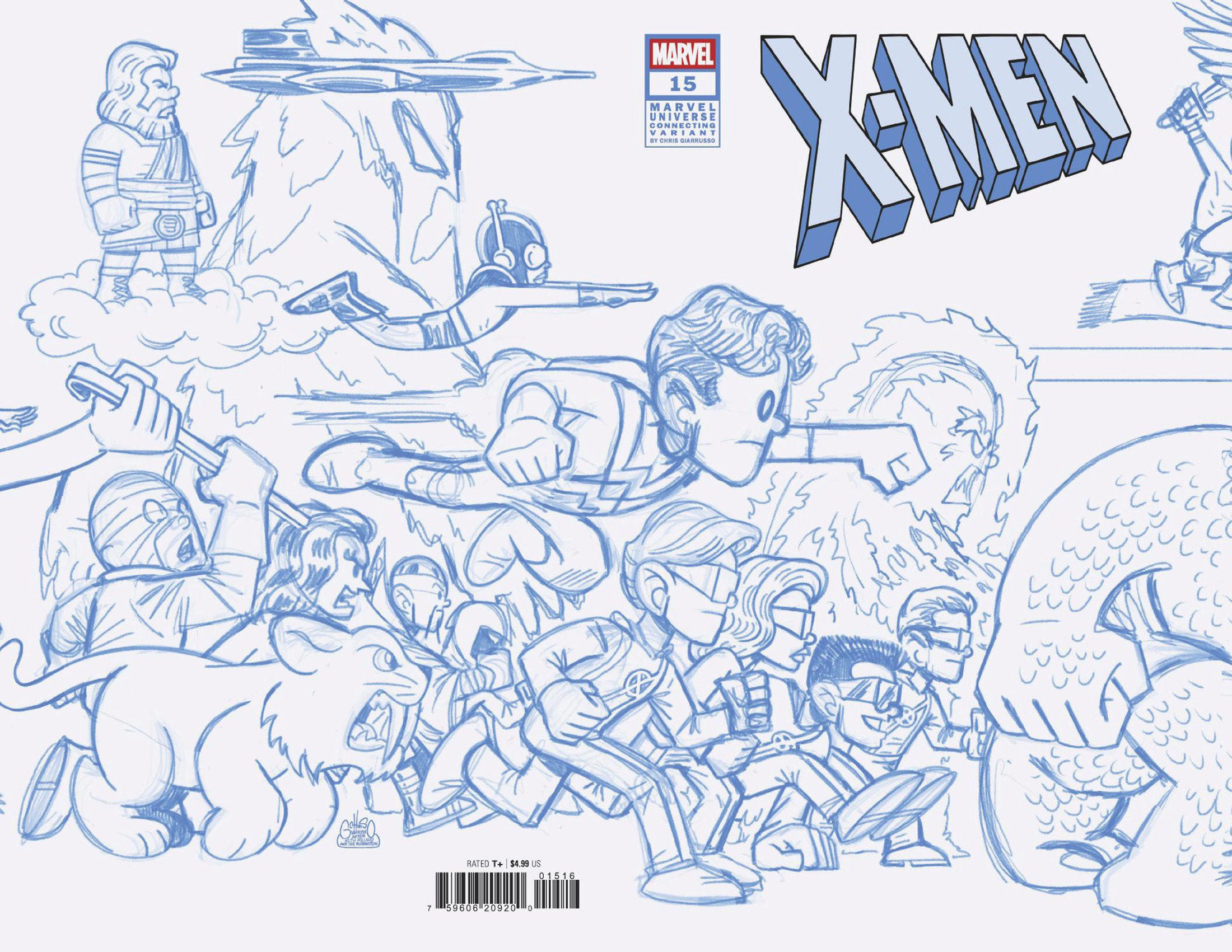 X-Men #15 50 Copy Chris Giarrusso Marvel Universe Connecting Blue Line Sketch Wrap Variant O