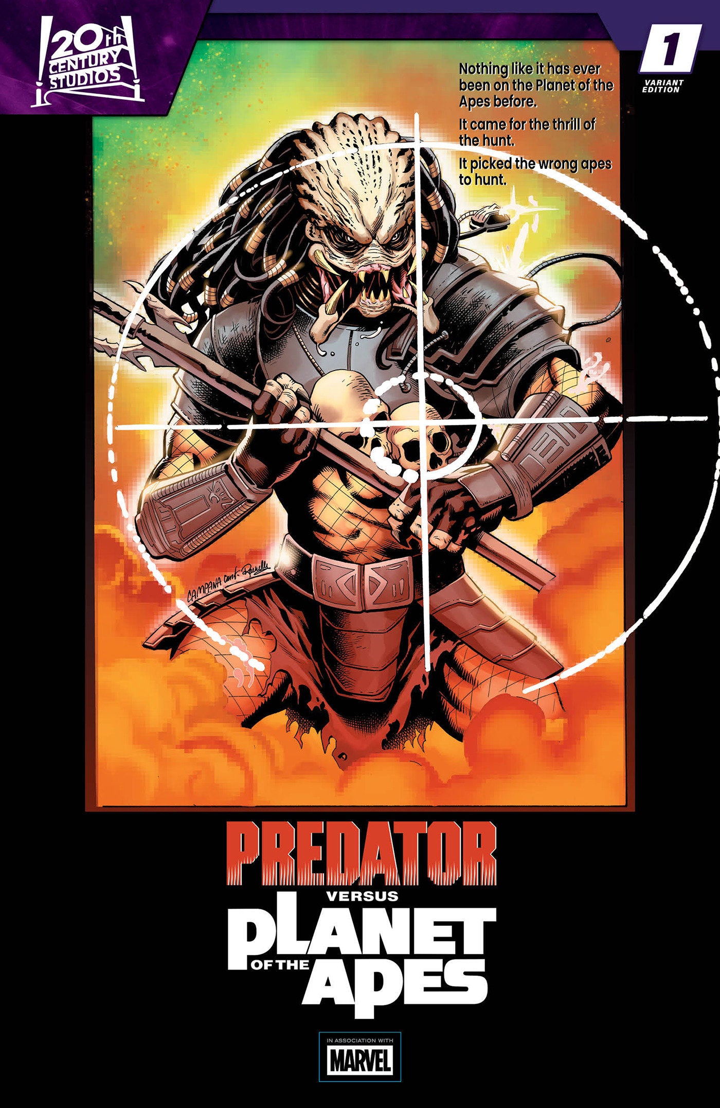 Predator vs The Planet Of The Apes #1 Chris Campana Movie Poster Homage Variant