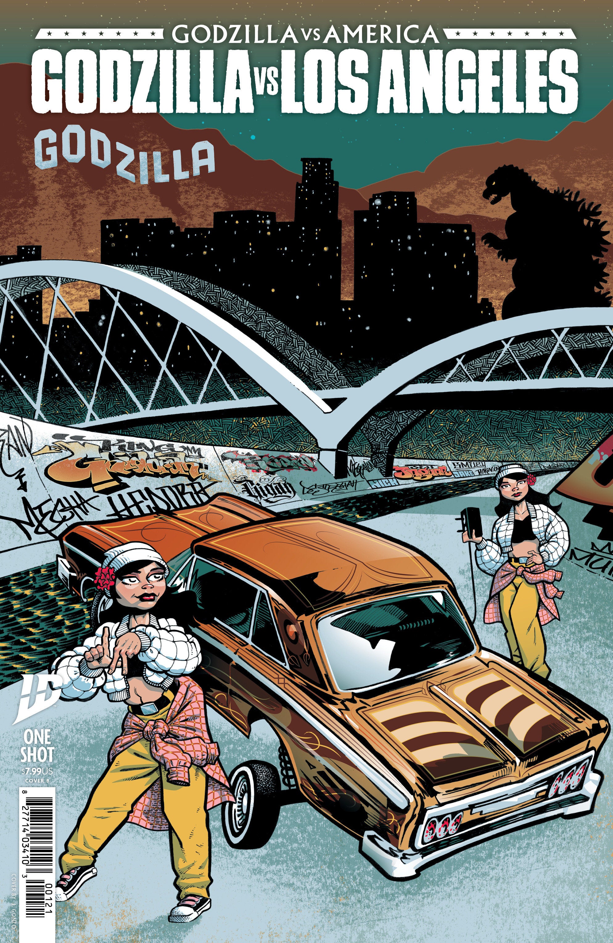 Godzilla vs America Los Angeles Cover B Gonzo