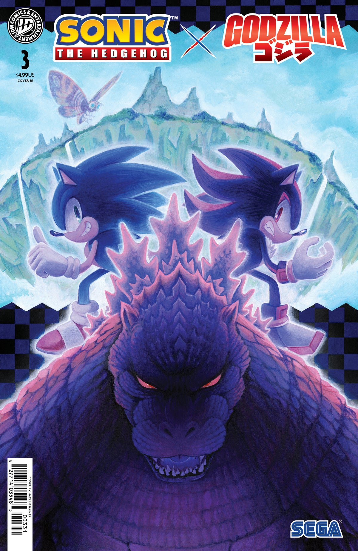 Sonic The Hedgehog X Godzilla #3 Cover RI 15 Copy Haines