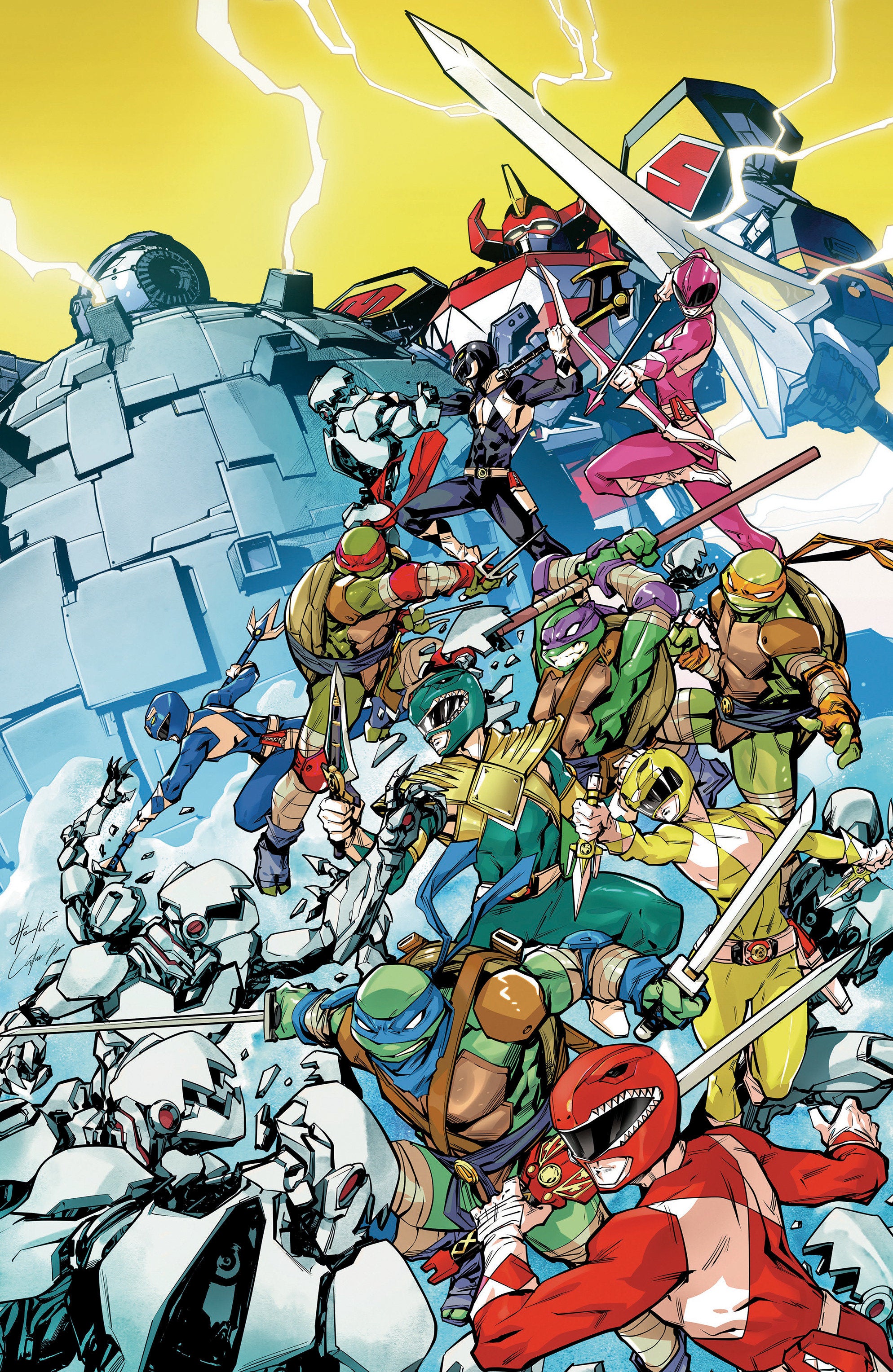 Mighty Morphin Power Rangers Teenage Mutant Ninja Turtles III #4 Cover K Full Art Prasetya