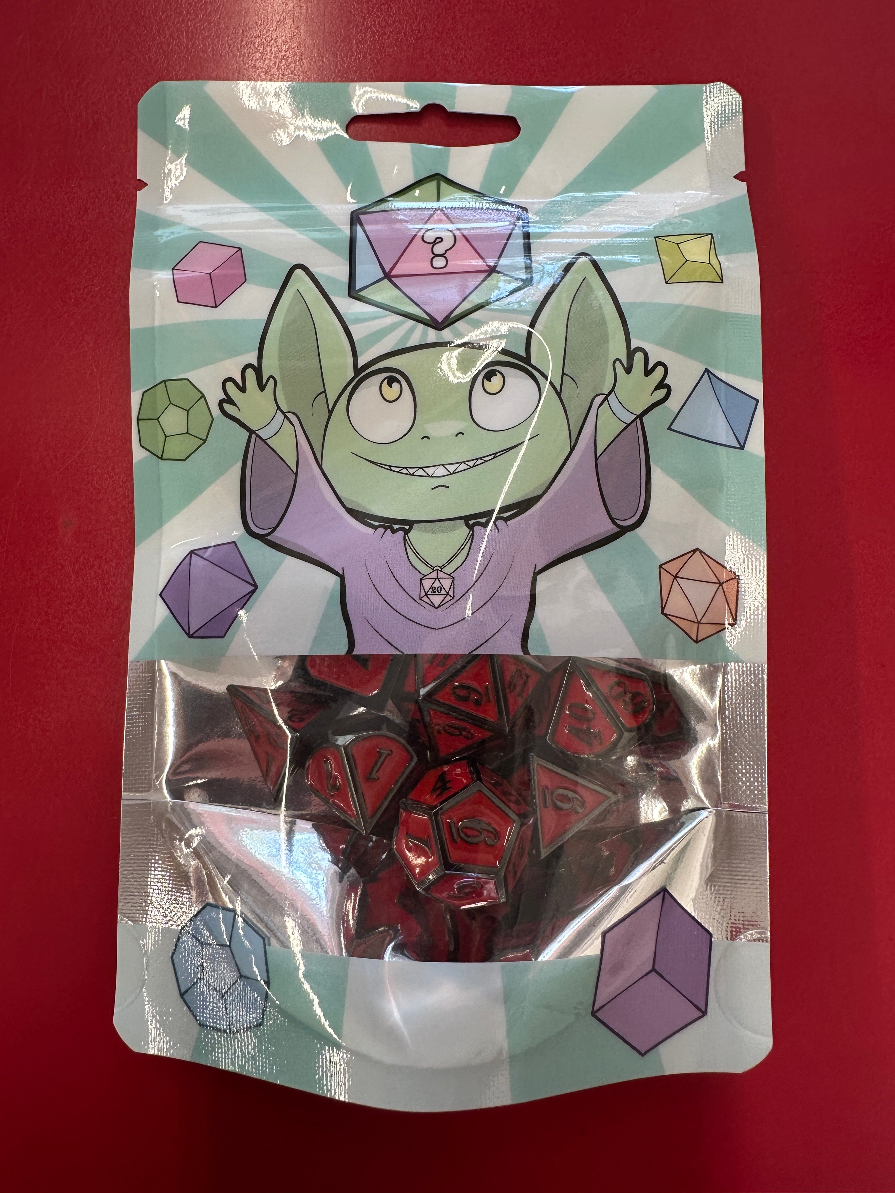 Red and Black Metal Dice Set