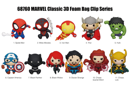 Marvel Classic 3D Foam Bag Clip Keychain