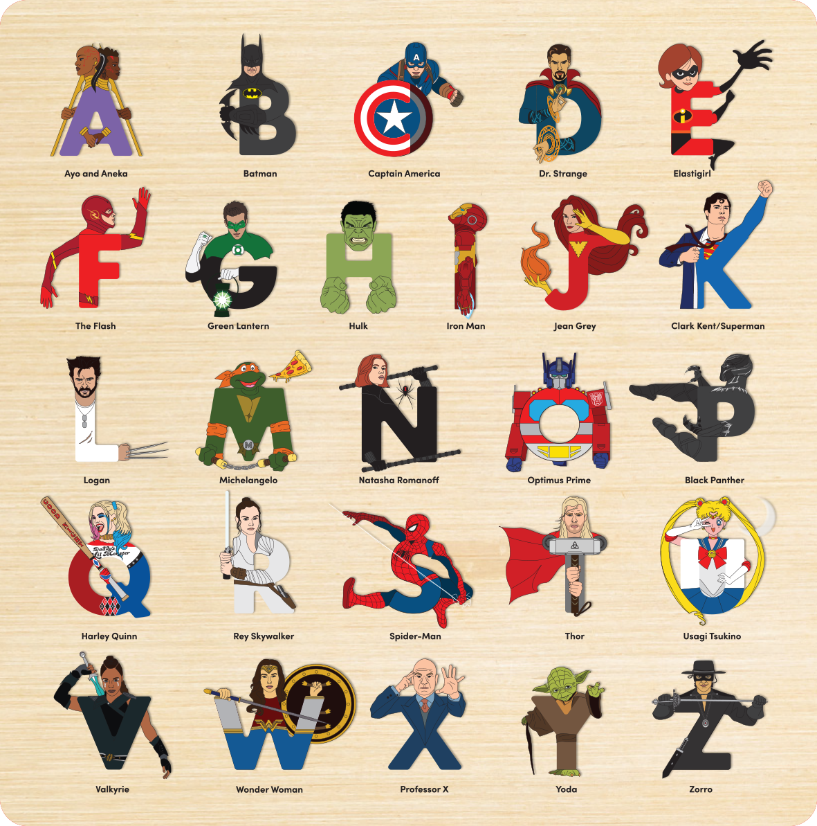 Superhero Legends Wooden Alphabet Puzzle