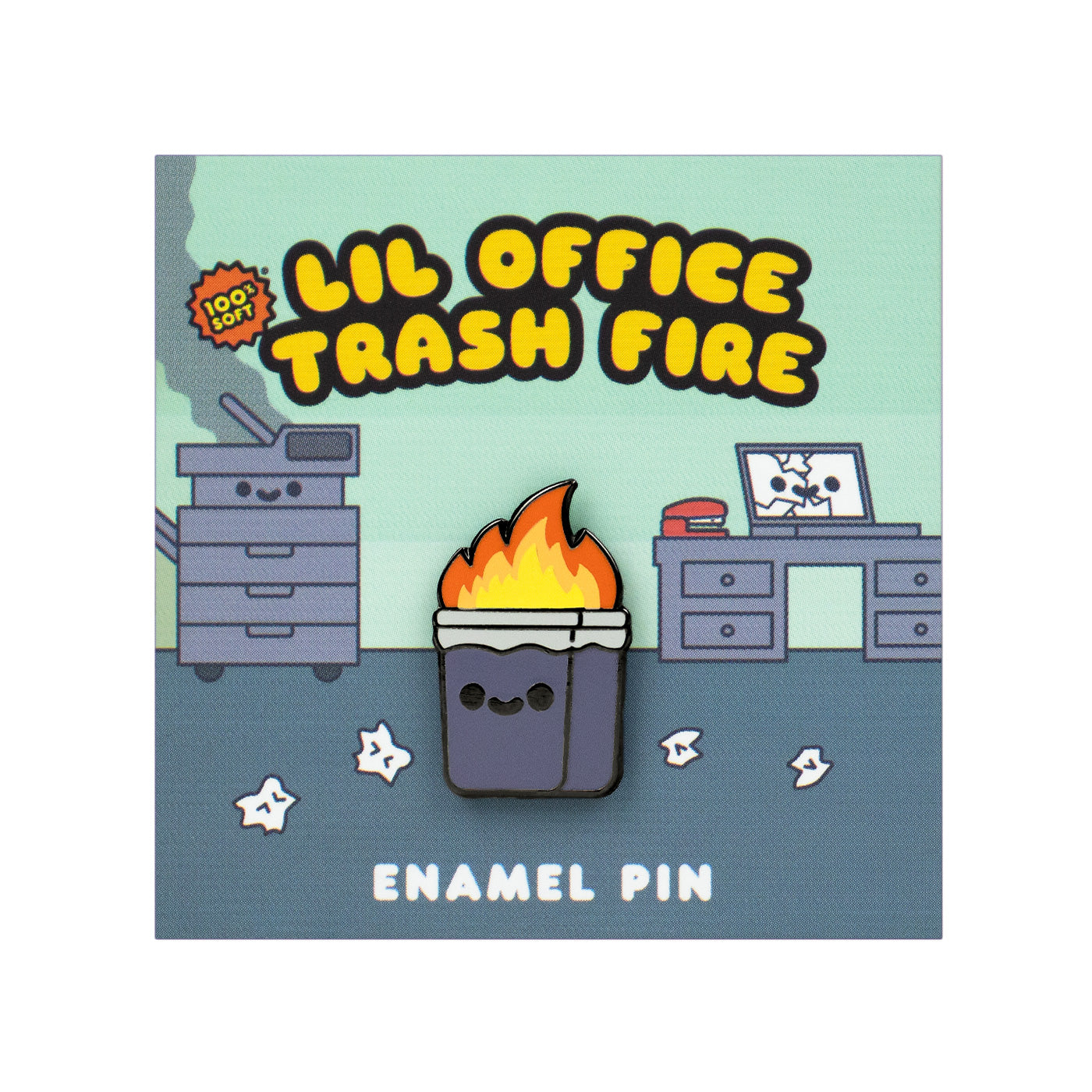 Lil Office Trash Can Fire Enamel Pin